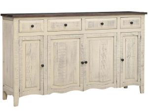 Linden Sanded Stone with Limewash Top 4 Door Console 