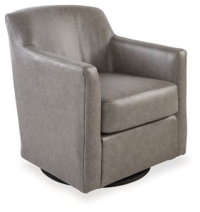 Bradney Fossil Grey Leather Swivel Accent Chair