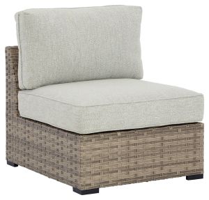 Calworth Beige Outdoor Armless Chair w/ Cushions