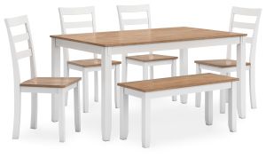 Gesthaven Natural/White 6 Piece Dining Set w/ 4 Chairs & Bench