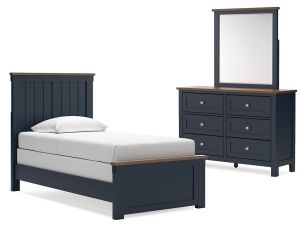 Landocken Slate Blue & Brown 3 Piece Twin Panel Bedroom Set