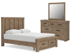 Oliandon Light Brown 3 Piece King Panel Storage Bedroom Set
