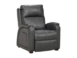 Reliever Gunmetal Italian Leather Zero Gravity Lay Flat Power Recliner w/C3 Massage/Heat/Power Headrest & Lumbar
