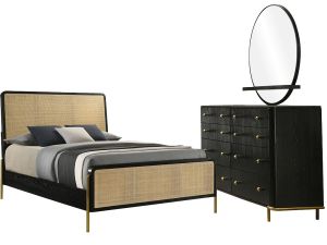 Arini Black & Natural 3 Piece King Bedroom Set