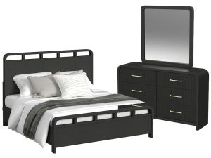 Ridgemont Black 3 Piece King Panel Bedroom Set w/Dresser & Mirror