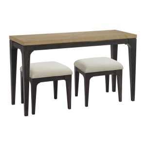 Sutton Place Caramel/Cocoa Console Table w/ 2 Upholstered Stools