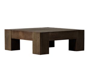 Abaso Ebony Rustic Woodworm Oak Square Coffee Table