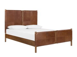 Salado Heirloom Sienna Brown 100% Leather Queen Upholstered Panel Bed