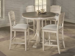 Clarion Grey/Sea White Round Counter Height Dining Set Table & 4 Stools