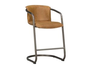 Portofino Chestnut Leather Counter Stool