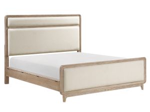 2350 Weathered Oak Upholstered Panel Bed