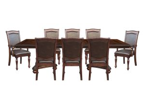Lordsburg Brown Cherry 9 Piece Extension Dining Set w/6 Upholstered Side Chairs & 2 Arm Chairs