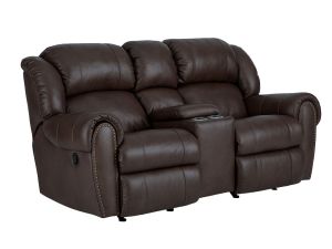 Laredo Dark Brown Leather Manual Reclining Rocker Console Loveseat