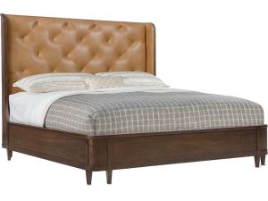 Archives Dark Blond & Walnut Leather Upholstered Shelter Bed