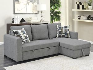 Langley Grey Sofa Chaise With Pullout Sleeper 