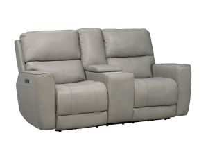 Laredo Cement Leather Dual Power Reclining Console Loveseat 