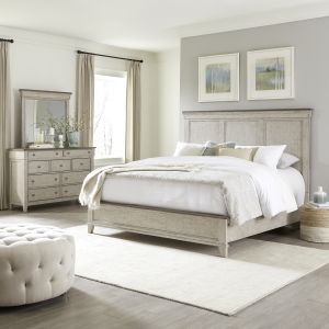 Ivy Hollow Linen 3 Piece Queen Panel Bedroom Set w/Dresser & Mirror