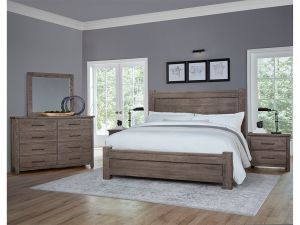Dovetail Mystic Grey 3 Piece Queen Poster Bedroom Set