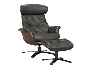 Deltona Castle Rock 100% Leather Swivel Chair and Ottoman