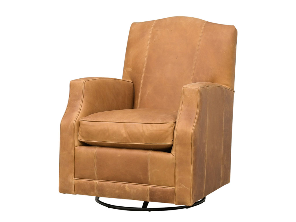 3100L Presserve Sunflower 100% Leather Swivel Glider Accent Chair