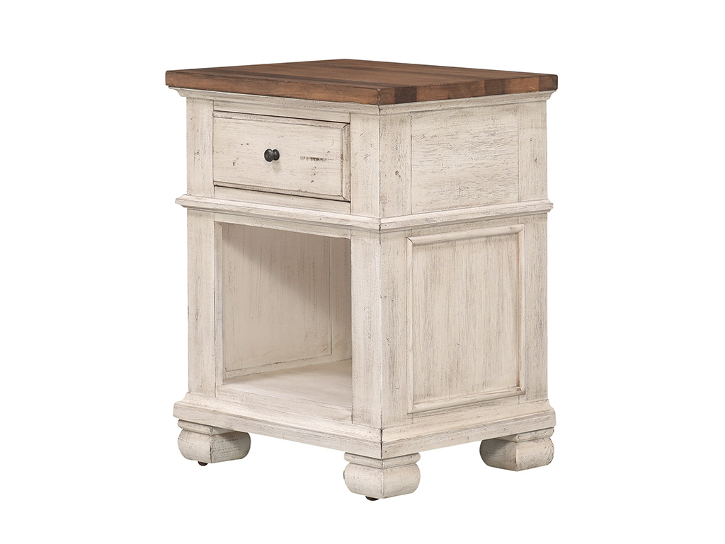 Napa Belmont Antique Linen and Timber Brown 1 Drawer Nightstand 65-01Z